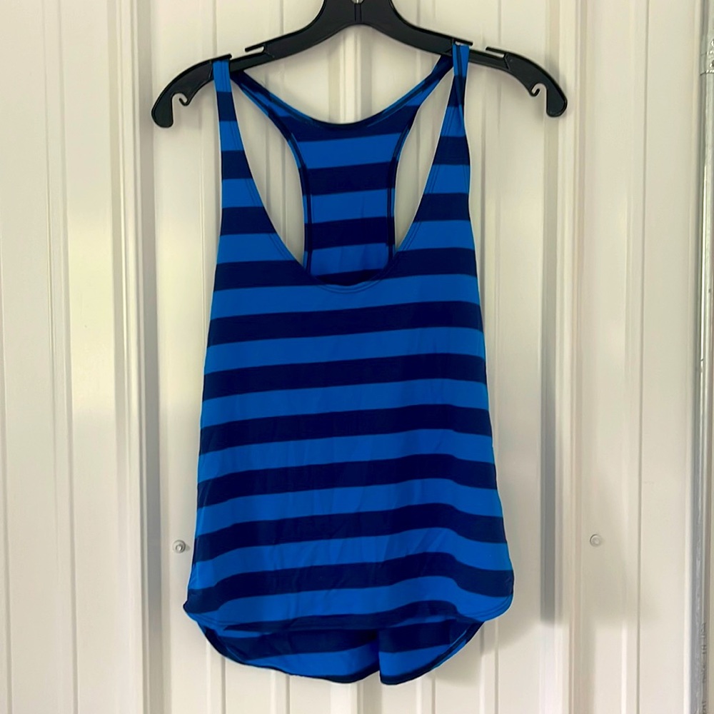 Splendid women’s Swim Shirt New navy striped Racerback small